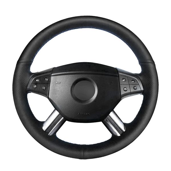 

hand-stitched black pu artificial leather car steering wheel cover for w164 m-class ml350 ml500 x164 gl-class gl4