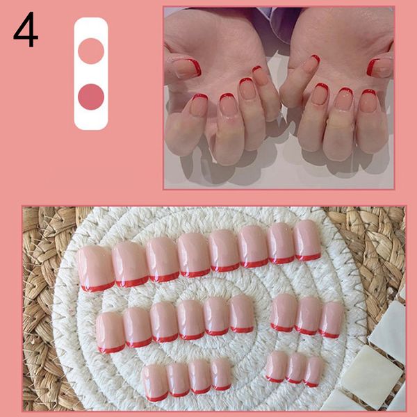 

fashion diy 24 sheets nail art stickers fake nails finished nail patch waterproof boxed with 2g glue new arrival, Red;gold