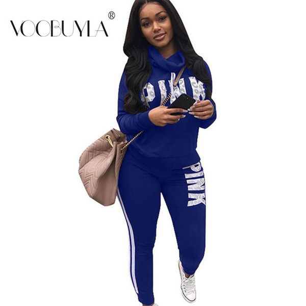 

running sets voobuyla plus size s-3xl autumn women letter printed sport suits long sleeve sweat pants yoga fitness jogging suit, Black;blue