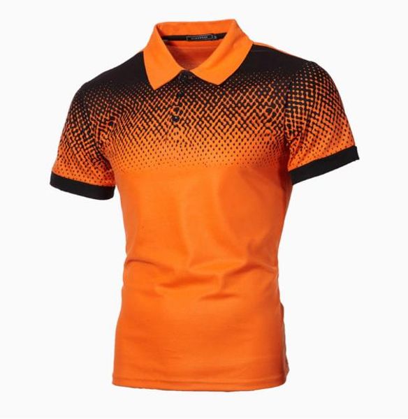 

mens designer printed polo shirts fashion gradient slim tees casual short sleeves turn-down collar tees mens clothing, White;black