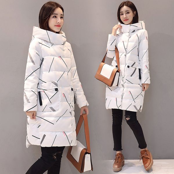 

elegant long sleeve warm zipper parkas women jacket office lady 2019 new fashion winter hooded long jacket coat, Black