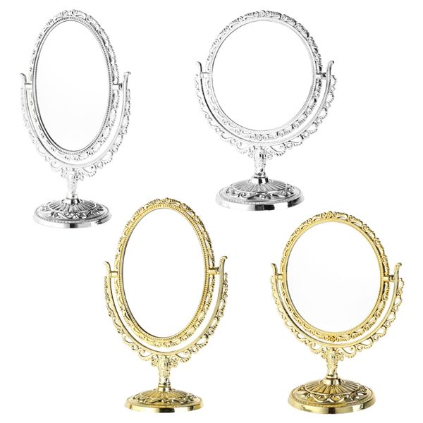

2 sides makeup mirror stand table cosmetic mirror plastic dresser mirrors tools
