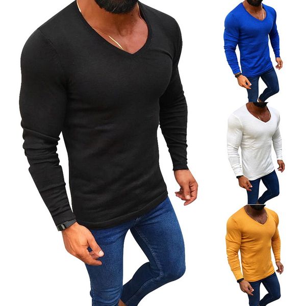 

nice autumn men' casual slim fit long sleeve pullover knitted sweaters lightweight solid basic designed v-neck outwear, White;black