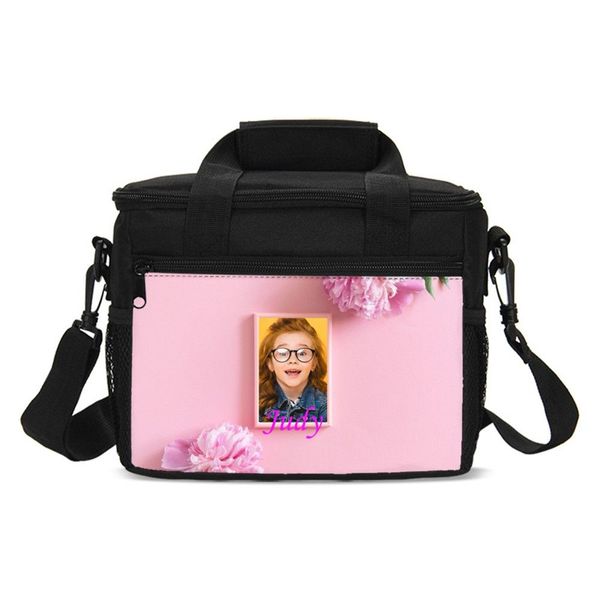 

small lunch bag kids customized individual image name 3d printing ice bag insulated thermal picnic lunchbox handbags sac a main, Blue;pink