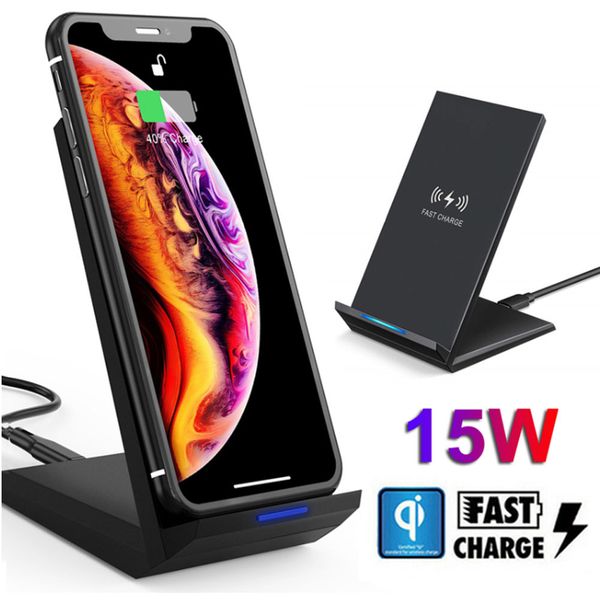 

15w qi fast wireless charger for iphone x xiaomi 9 samsung note 10 plus s9 s8 huawei p30 pro qi fast wireless charger charging