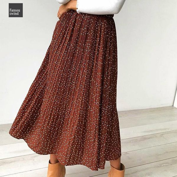 

white plaid dots skirt floral print pleated midi women elastic high waist side pockets skirts summer 2019 elegant female bottom, Black