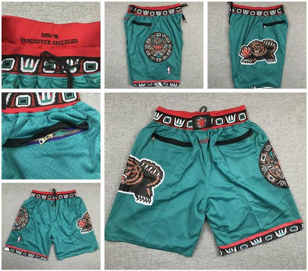 

new memphis grizzlies jersey 12 morant bibby reeves vintage just don breathable pocket pants sweatpants classic basketball shorts, Black