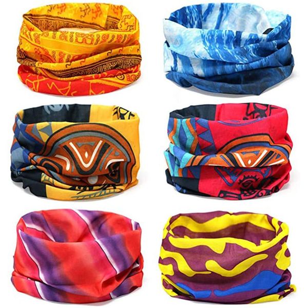 

6pcs multifunctional scarf headband motorcycle bandana headscarf neck cover printed sunscreen sweatproof cyclingmaskd3, Black