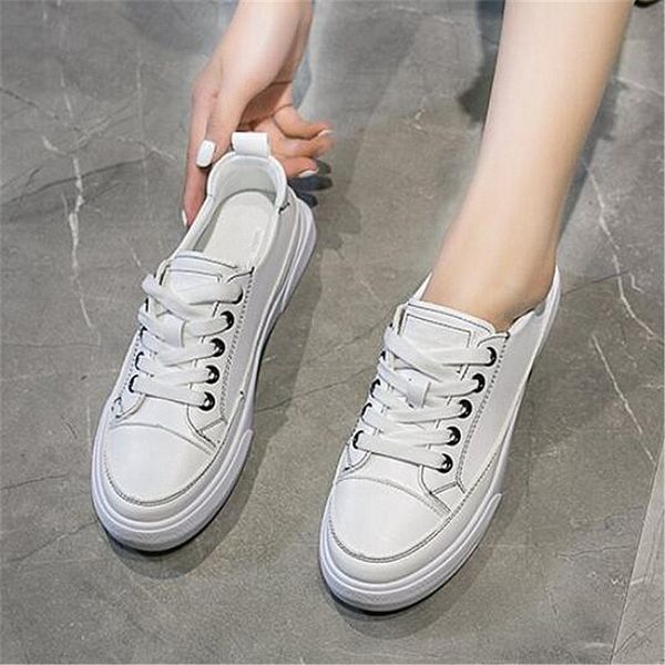 

2019 new spring fashion ladies sneakers comfortable breathable vulcanized shoes ladies low cut lace casual flat shoes m 305, Black
