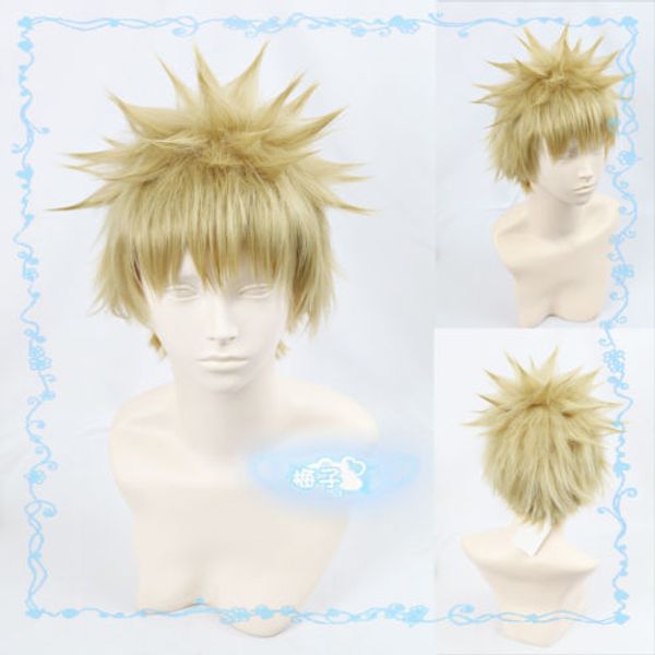 

134 my hero academia bakugou katsuki short linen blond cosplay wig, Black