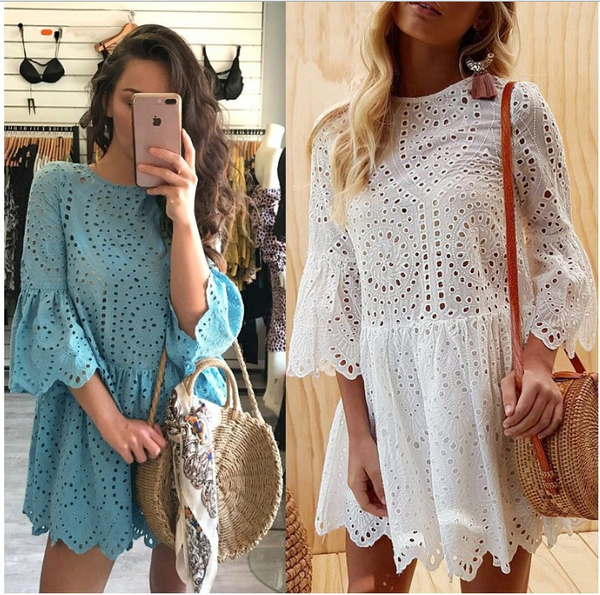 

мода семья matching одежда mother daughter платья женщины цветочные кружева платье baby girl мини платье мама baby girl party одежда # jhdn, Blue