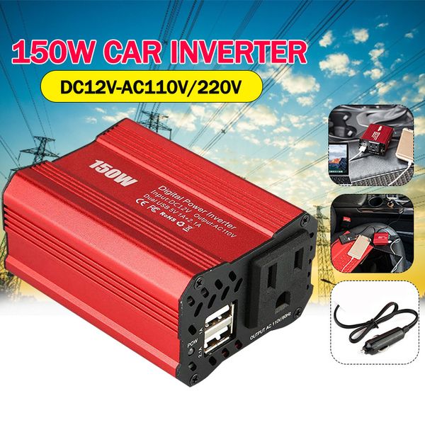 

car power inverter 150w 12v 220v auto modified sine wave voltage transformer usb charger adapter dc12v to ac 110v/220v converter
