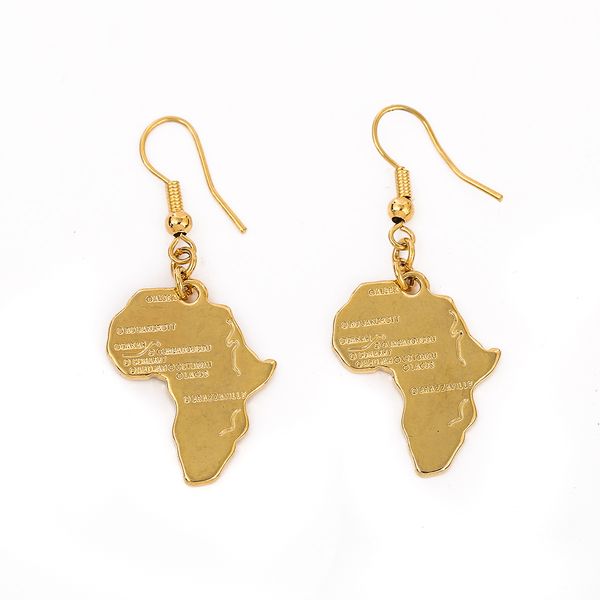 

africa map gold lettering earrings 24k gold color gp earring jewelry for women men african gift, Silver
