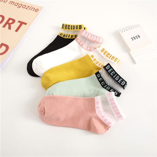 

personalized sweet letter boat boat and all cotton glass silk women's socks korean-style cashekou women's socks, Pink;yellow