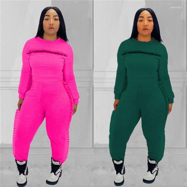 

2 piece pants wooden ear autumn casual slim long sleeved crew neck sports suits fashion women tracksuits womens designer tracksuits, Gray