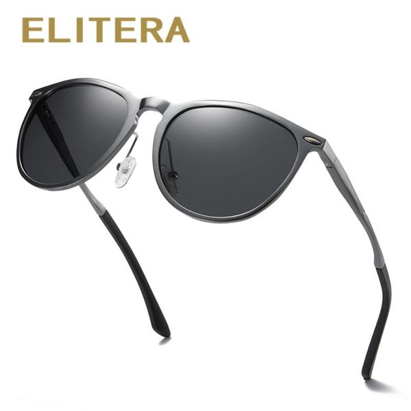 

elitera men women classic retro rivet polarized sunglasses lighter design oval frame uv400 protection, White;black