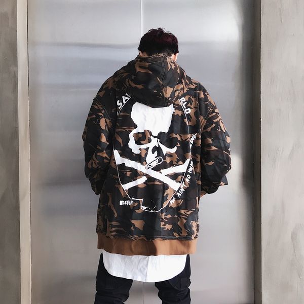 

camouflage patch hoodies mens autmn designs camo printed pullover sweatshirts male hip hop loose streetwear, Black
