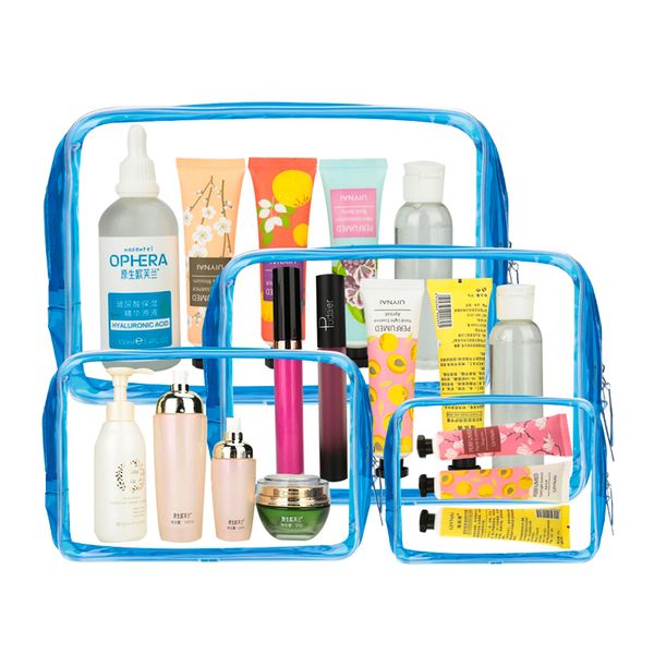 

women's transparent cosmetic bag waterproof travel toiletry bag four piece set ladies pvc wash storage pouch make up case