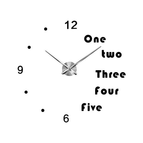

large diy wall clock 3d acrylic mirror numbers stickers parts kit home