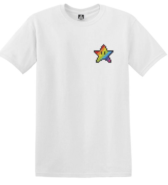 Acheter Star Pixel Arc En Ciel Imprimer T Shirt Hama Mario Vintage Jeu Super Retro Tee Harajuku Eté 2018 Tshirt De 1208 Du Lijian78 Dhgatecom