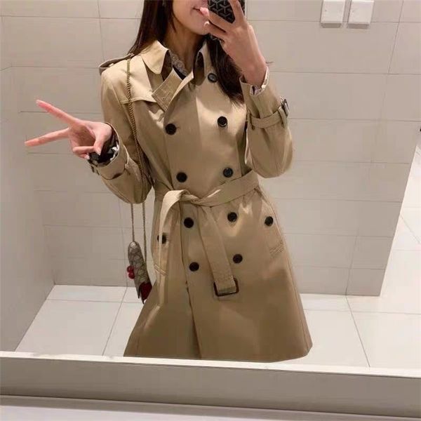 

sandringham england style water resistant double breasted belt lapel neck women's long outerwear trench coats, Tan;black