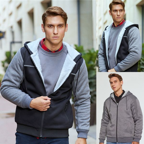 

men's fashion long-sleeved round neck solid color patchwork sweatshirt l0821, Black