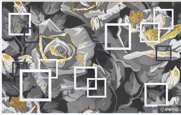 

wallpaper for walls 3 d for living room modern minimalist black and white rose gold rim art background wall