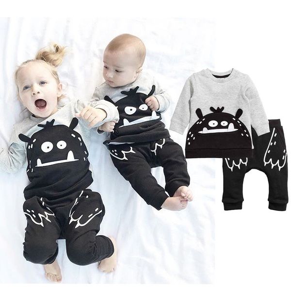 

cute baby clothes infant baby boys girls clothes winter cartoon t shirt +fashion pants toddler baby clothes roupa infantil, White