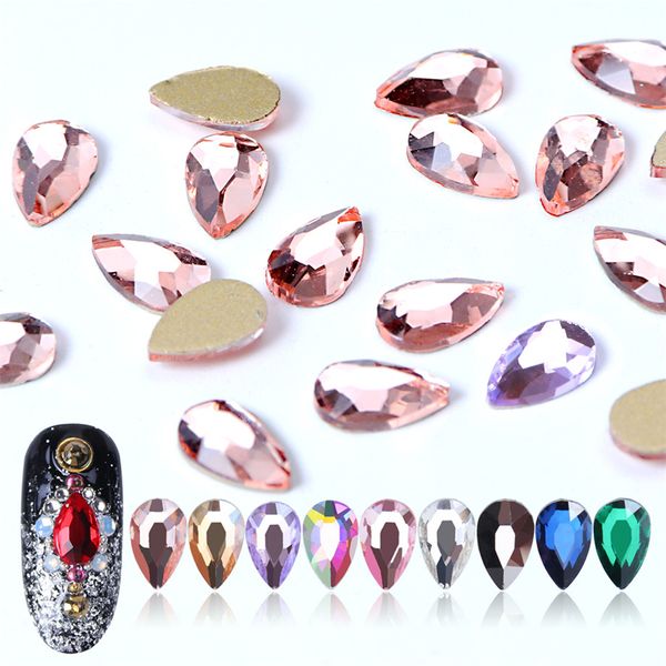 

1 box luxurious crystal nail rhinestones 3d strass fat water drop stones ab nail art decorations nails accessories diamond manicure, Silver;gold