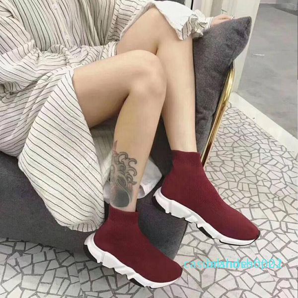 

designer shoes speed sock sneakers stretch mesh high boots for mens womens black white red glitter runner flat trainers c22