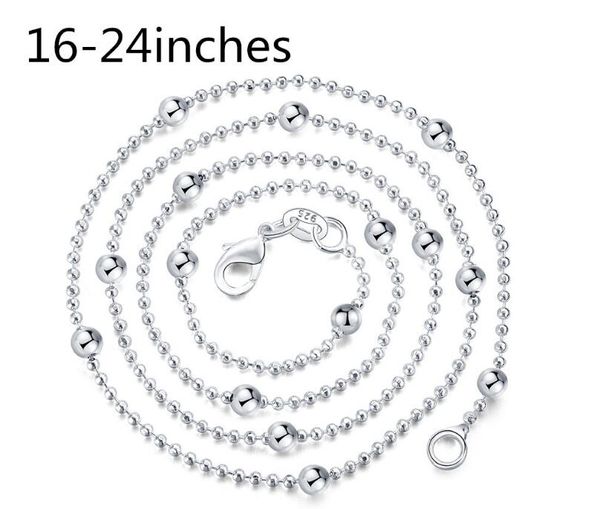 Heißer verkauf frauen Pullover kette Halskette 20 teile/los 925 sterling Silber 4 MM Große perle Kleine perle kette Halskette 16 