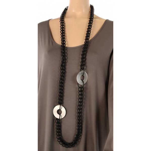 

yd&ydbz new long necklace for women statement jewelry handmade rubber necklace lady clothing accessories punk style jewellery, Silver