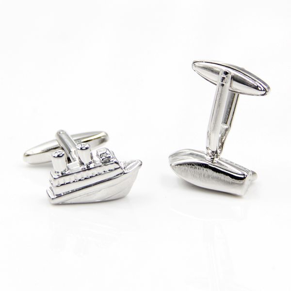 

silver plated cruise ship cufflinks plain metal men's french shirt cuff links luxury high-end cufflinks for women business suit