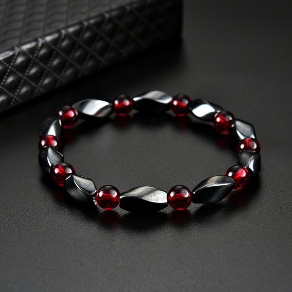 

weight loss stone magnetic therapy slimming bracelets healthcare hematite stretch beaded bracelets women fashion decoration, Black