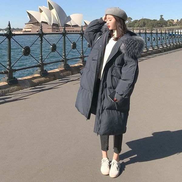 

women's down & parkas autumn winter cotton coats women casual x-long 2021 arrival fashion slim long parka womens fur collar, Black