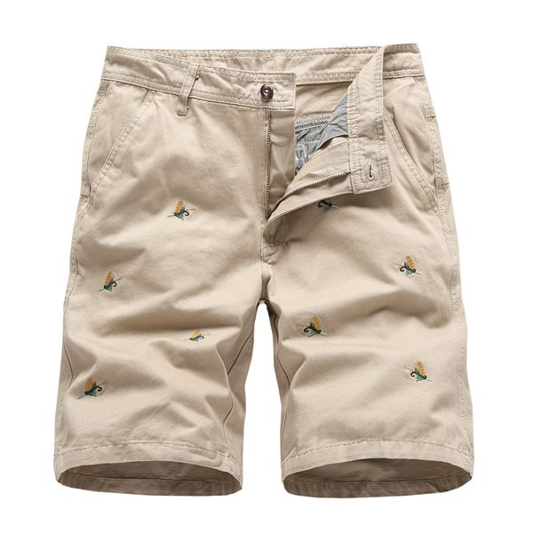 

men's shorts 100% cotton mens cargo embroidery streetwear casual bermuda pants pantalon homme, White;black