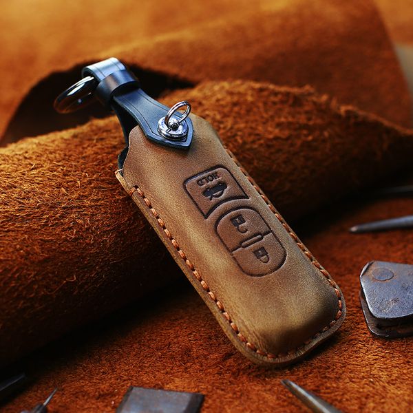 

handmade genuine leather car key case cover for 2 3 6 atenza axela cx-5 cx5 cx 5 cx-7 cx-9 2015 2016 2017 2018 smart key