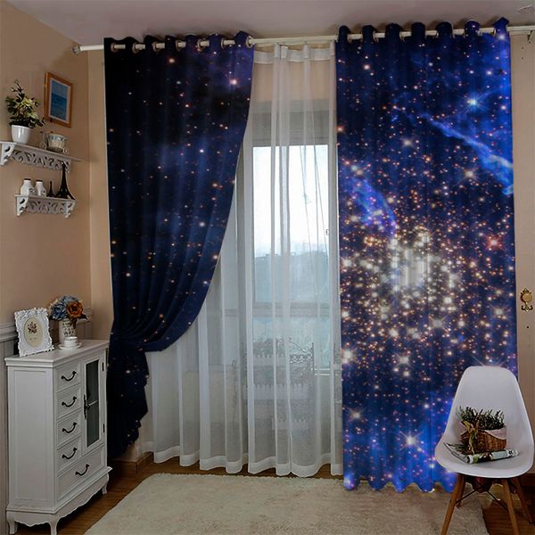 

blue stars curtains indow blackout luxury 3d curtains set for bed room living room