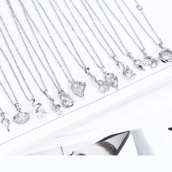 

2018 sell like cakes 11 style class lady fashion heart pendant necklace crystal jewelry new girls women jewelry crystal jewelry, Silver