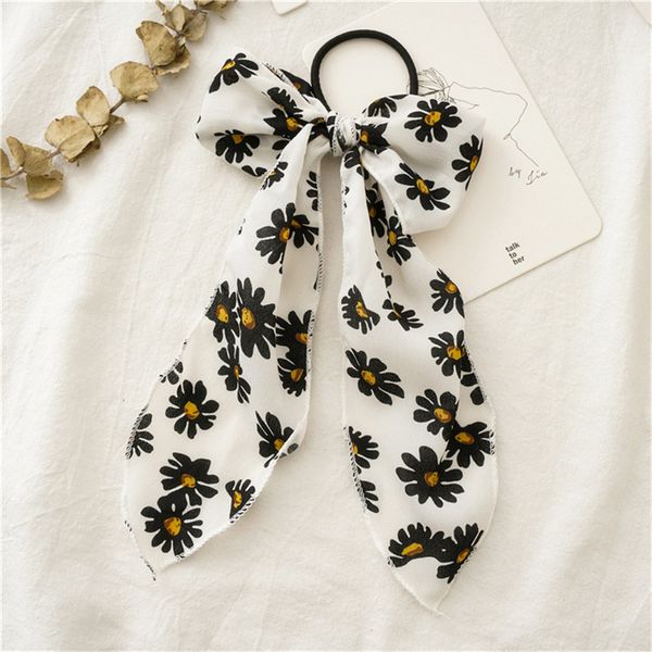 

20pcs/lot retro bow hair ring spring summer daisy fabric hair rope large women female hairband white accessories 2020 new arrive, Golden;silver