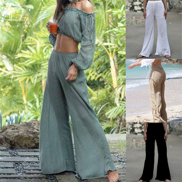

women wide leg pants party club flare pants casual elastic waist trousers pantalones autumn fashion, Blue;gray