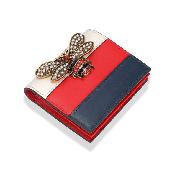 

New Real Classic fashion designer bee top quality women Short Genuine Leather Wallets Card Holders Mini wallet Bee purse