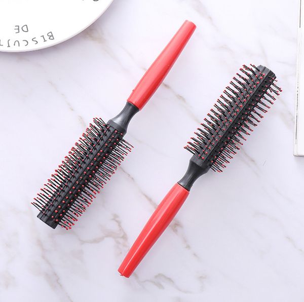 

1 set comb hair brush professional portable protective curly comb round wood handle anti-static 1 set lipper zwrqw, Silver