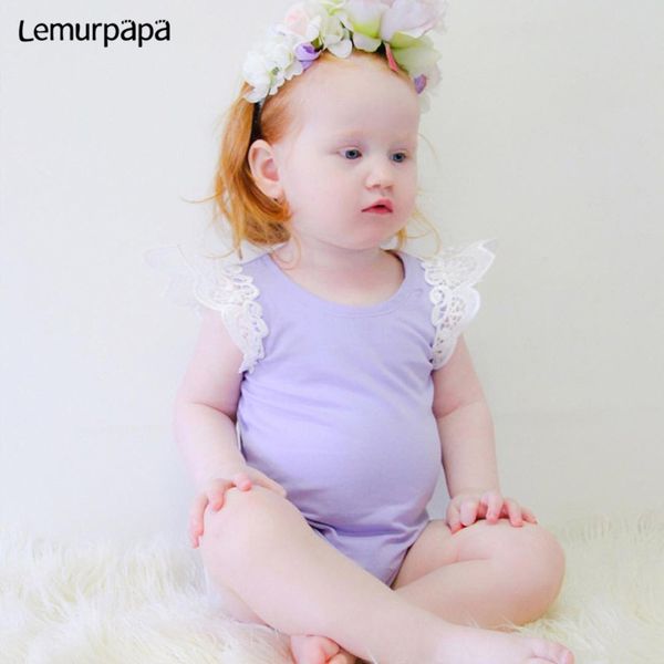 

summer baby clothes girl romper newborn 0-3years baby onesie lace sleeves infant outfit jumpsuits one piece outfit clothing, Blue