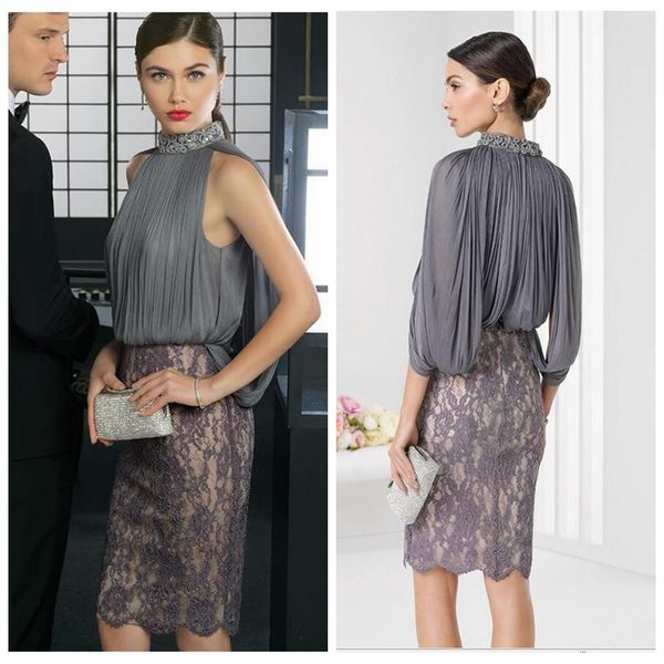 

elegant high neck lace sheath mother's dresses ladies evening special occasion party gowns sleeveless knee length custom 2019 vestidos, Black;red