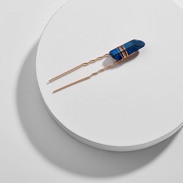 

retro graceful natural stones hairpins delicate crystal hair sticks for women simple colorful hairpins accessories wholesale, Golden;white