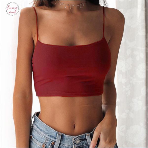 

2020 new fashion women crop solid summer camis casual tank vest sleeveless crop blusas, White