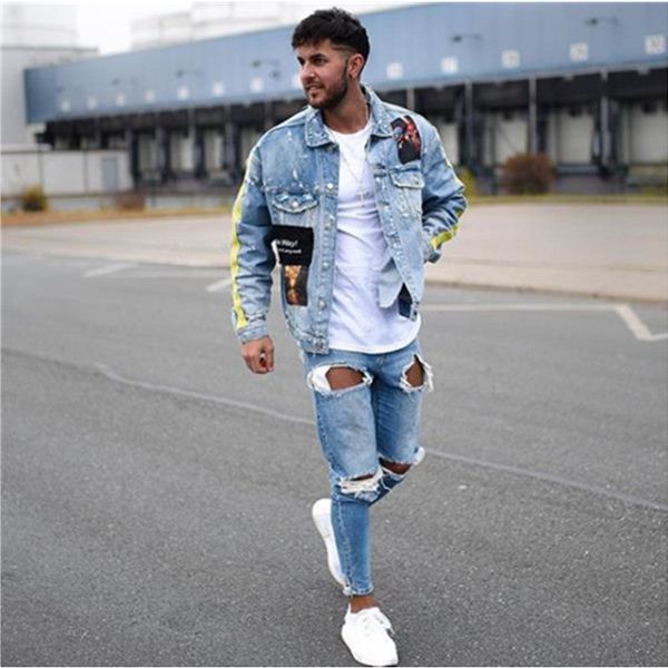 

spring blue light mid male fashion panelled mans waist jeans pants casual loose pocket designer with clothing distrressed man vpgrx, Black