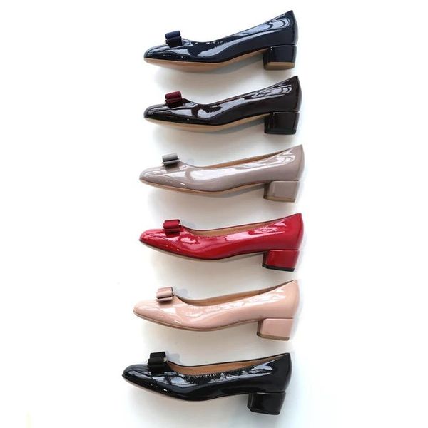 

brand new women girl fashion luxury designer heels pump flats patent leather with bow womens bridal wedding casual flat with box 34-40 lll, Black