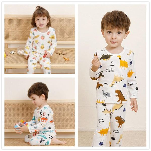 

children's homewear set for boys and girls pajamas summer baby air conditioning clothes long-sleeved cotton thin summer, Blue;red